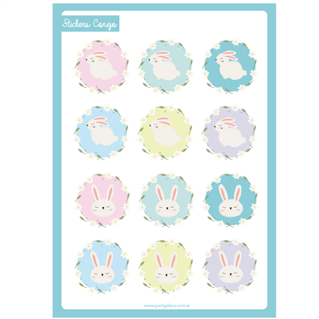 Stickers plancha Conejito 12s 1u